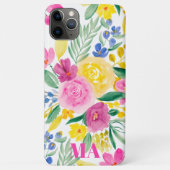 Bloed girale roze florale waterverf monogram Case-Mate iPhone hoesje (Achterkant)
