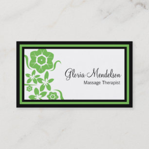 Bloed Green Floral Massage Therapy Visitekaartje
