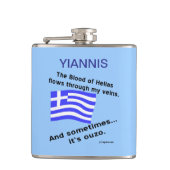 Bloed Hellas Stromen Aderen Soms Ouzo Personaliser Heupfles (Voorkant)