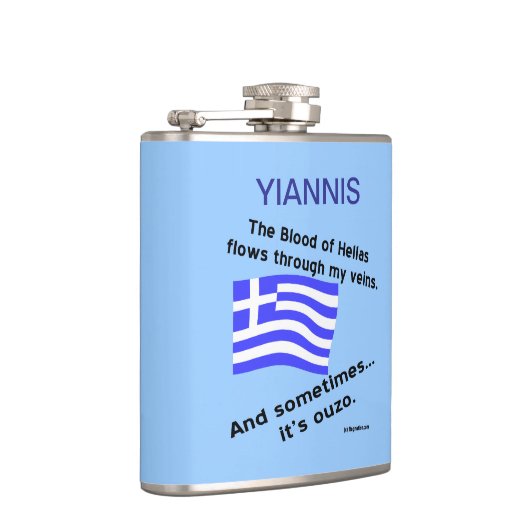 Bloed Hellas Stromen Aderen Soms Ouzo Personaliser Heupfles (Rechts)