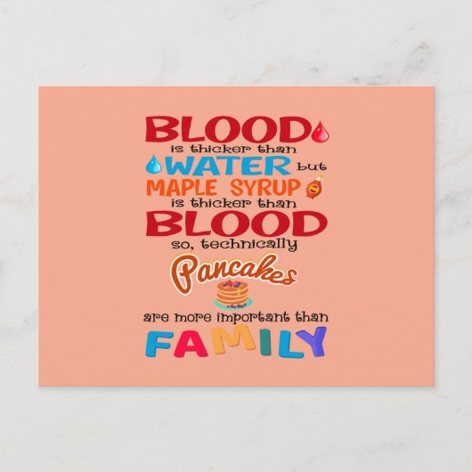 Bloed is dikker dan water maar mazelen briefkaart (Voorkant)