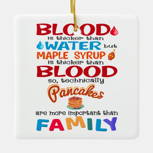 Bloed is dikker dan water maar mazelen keramisch ornament (Voorkant)