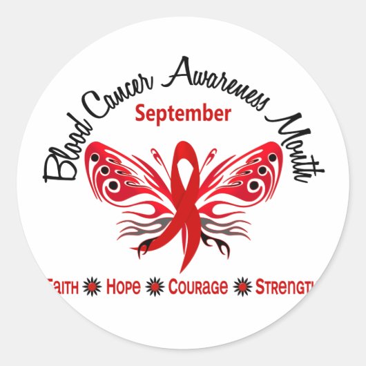 Bloed Kanker Awareness Maand Vlinder 3.2 Ronde Sticker (Voorkant)