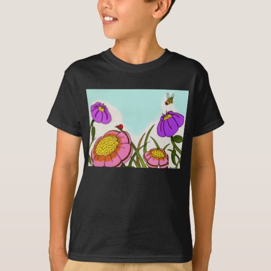 Bloed Kinder donkere T-shirt met bloem (Voorkant)