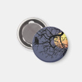 Bloed Maan en Nacht Uil Silhouet Magneet (Voorkant / Achterkant)