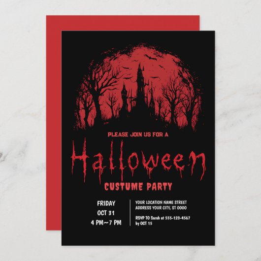 Bloed Maan Halloween Party Kaart (Voorkant / Achterkant)