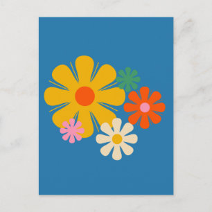 Bloed met de 70s Floral op blauwe kaart