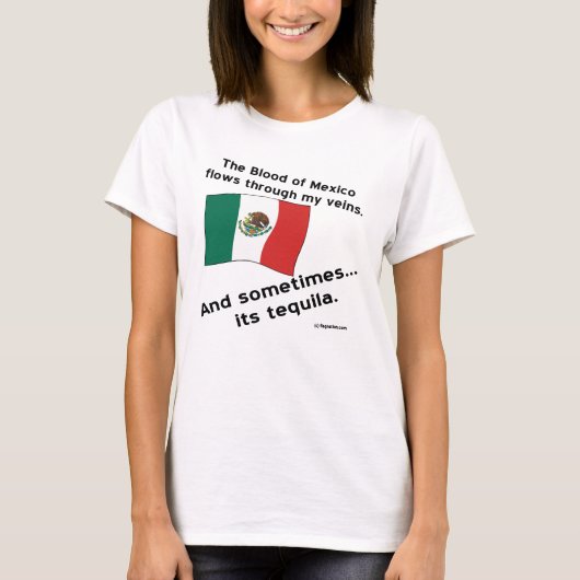 Bloed Mexico stroomt door aderen soms tequila T-shirt (Voorkant)