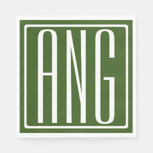 Bloed modern 3 Initialen monogram Bosgroen Servet