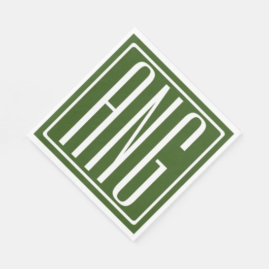 Bloed modern 3 Initialen monogram | Bosgroen Servet (Hoek)