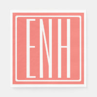 Bloed modern 3 Initialen monogram | Koraal