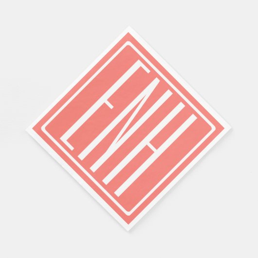 Bloed modern 3 Initialen monogram | Koraal Servet (Hoek)