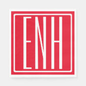 Bloed modern 3 Initialen monogram | Rood of dij Servet (Voorkant)