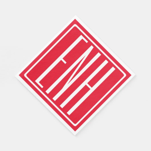 Bloed modern 3 Initialen monogram | Rood of dij Servet (Hoek)