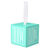 Bloed modern 3 Initialen monogram | White on Aqua Decoratie (Voorkant hoekig)
