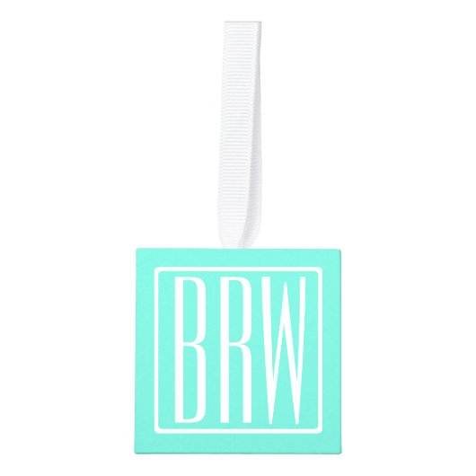 Bloed modern 3 Initialen monogram | White on Aqua Decoratie (Voorkant)