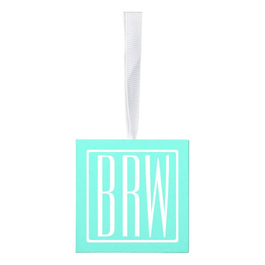 Bloed modern 3 Initialen monogram | White on Aqua Decoratie (Rechts)