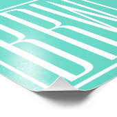 Bloed modern 3 Initialen monogram | White on Aqua Foto Afdruk (Hoek)