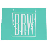 Bloed modern 3 Initialen monogram | White on Aqua Groot Cadeauzakje (Voorkant)