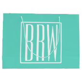 Bloed modern 3 Initialen monogram | White on Aqua Groot Cadeauzakje (Achterkant)