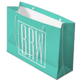 Bloed modern 3 Initialen monogram | White on Aqua Groot Cadeauzakje (Voorkant Gekanteld)