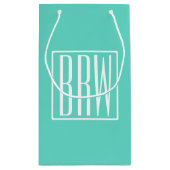 Bloed modern 3 Initialen monogram | White on Aqua Klein Cadeauzakje (Achterkant)