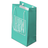 Bloed modern 3 Initialen monogram | White on Aqua Klein Cadeauzakje (Achterkant Gekanteld)