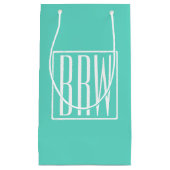 Bloed modern 3 Initialen monogram | White on Aqua Klein Cadeauzakje (Voorkant)