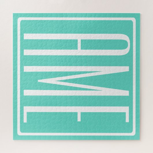 Bloed modern 3 Initialen monogram | White on Aqua Legpuzzel (Horizontaal)