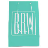 Bloed modern 3 Initialen monogram | White on Aqua Medium Cadeauzakje (Achterkant)