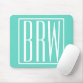 Bloed modern 3 Initialen monogram | White on Aqua Muismat (Met muis)
