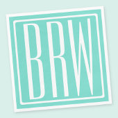 Bloed modern 3 Initialen monogram | White on Aqua Servetten