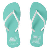 Bloed modern 3 Initialen monogram | White on Aqua Teenslippers (Voetbed)
