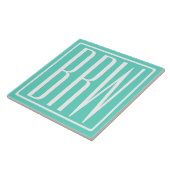Bloed modern 3 Initialen monogram | White on Aqua Tegeltje (Zijkant)