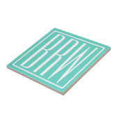 Bloed modern 3 Initialen monogram | White on Aqua Tegeltje (Zijkant)