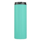 Bloed modern 3 Initialen monogram | White on Aqua Thermosbeker (Achterkant)