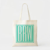Bloed modern 3 Initialen monogram | White on Aqua Tote Bag (Voorkant)