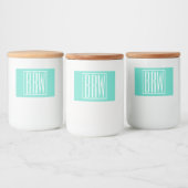 Bloed modern 3 Initialen monogram | White on Aqua Voedselcontainer Etiket (Flessen)