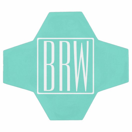 Bloed modern 3 Initialen monogram | White on Aqua Voetbal (Enkel)