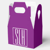 Bloed modern 3 Initialen monogram | Wit en Paars Bedankdoosjes (Geopend)