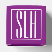 Bloed modern 3 Initialen monogram | Wit en Paars Bedankdoosjes (Bovenkant)