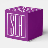 Bloed modern 3 Initialen monogram | Wit en Paars Bedankdoosjes (Achterkant)