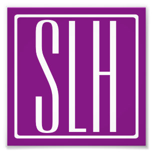 Bloed modern 3 Initialen monogram   Wit en Paars Foto Afdruk