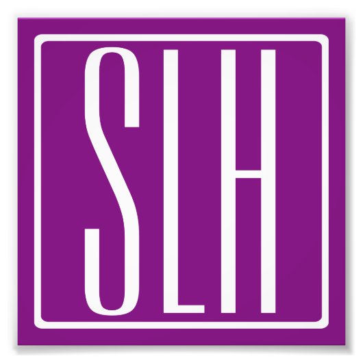 Bloed modern 3 Initialen monogram | Wit en Paars Foto Afdruk (Voorkant)