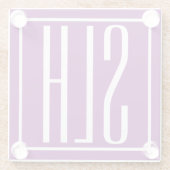 Bloed modern 3 Initialen monogram | Wit en Paars Glazen Onderzetter (Achterkant)