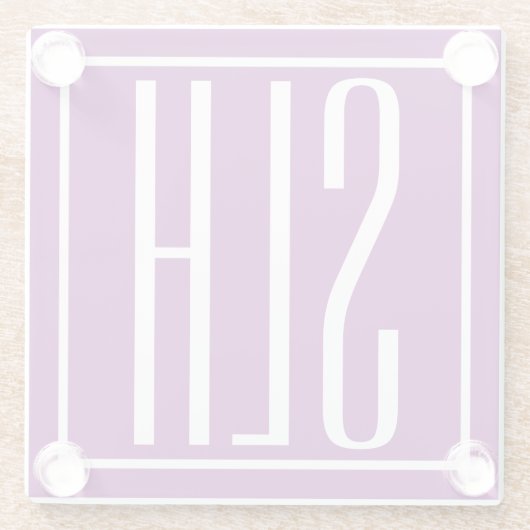 Bloed modern 3 Initialen monogram | Wit en Paars Glazen Onderzetter (Achterkant)