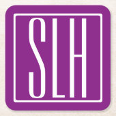 Bloed modern 3 Initialen monogram | Wit en Paars Kartonnen Onderzetters (Voorkant)