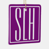 Bloed modern 3 Initialen monogram | Wit en Paars Keramisch Ornament (Rechts)