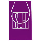 Bloed modern 3 Initialen monogram | Wit en Paars Klein Cadeauzakje (Achterkant)