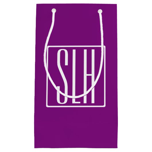 Bloed modern 3 Initialen monogram | Wit en Paars Klein Cadeauzakje (Voorkant)